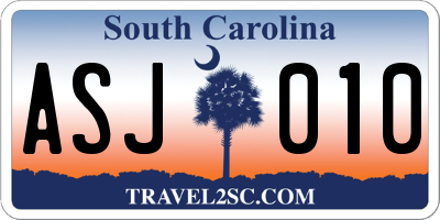 SC license plate ASJ010