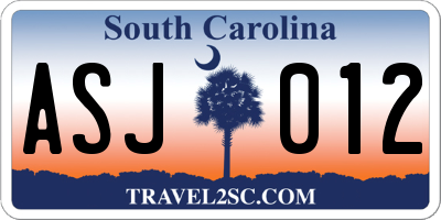 SC license plate ASJ012