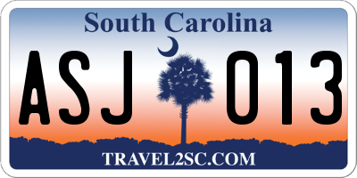 SC license plate ASJ013