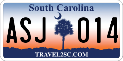 SC license plate ASJ014