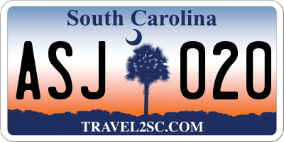 SC license plate ASJ020