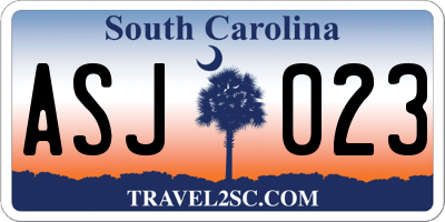 SC license plate ASJ023