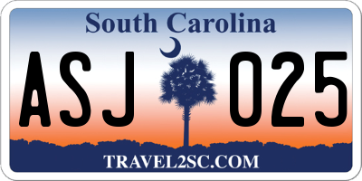 SC license plate ASJ025