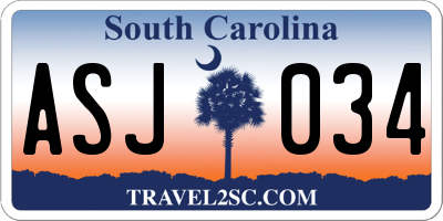 SC license plate ASJ034