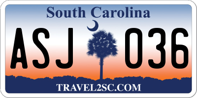 SC license plate ASJ036