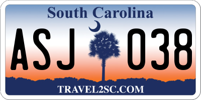 SC license plate ASJ038