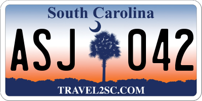 SC license plate ASJ042