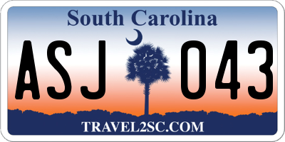 SC license plate ASJ043