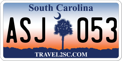 SC license plate ASJ053