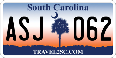 SC license plate ASJ062