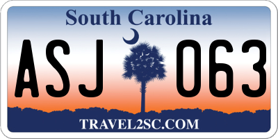 SC license plate ASJ063