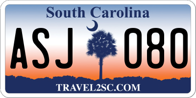 SC license plate ASJ080