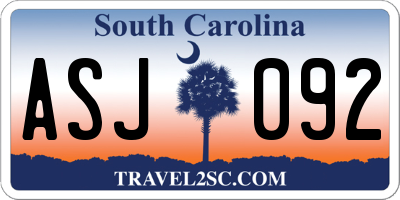 SC license plate ASJ092
