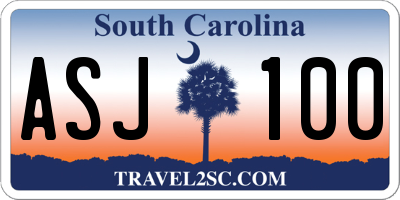 SC license plate ASJ100