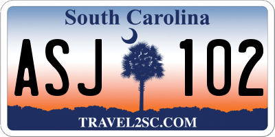 SC license plate ASJ102