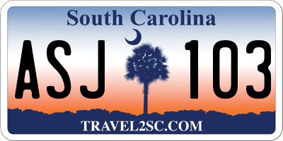 SC license plate ASJ103