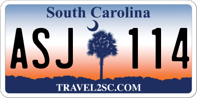 SC license plate ASJ114