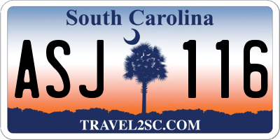 SC license plate ASJ116