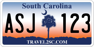 SC license plate ASJ123