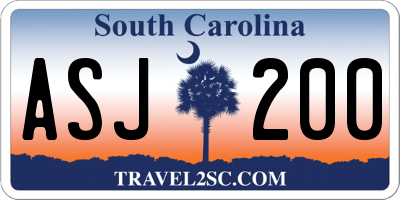 SC license plate ASJ200