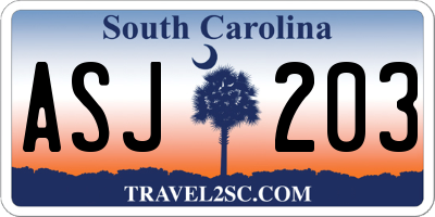 SC license plate ASJ203