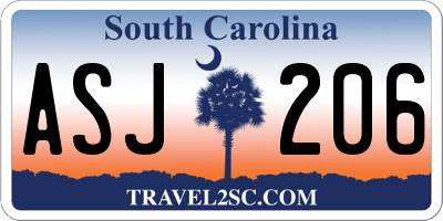SC license plate ASJ206