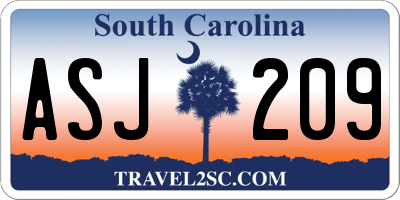 SC license plate ASJ209