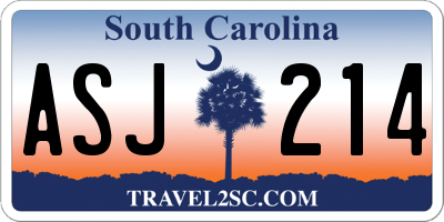 SC license plate ASJ214