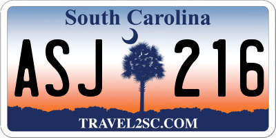 SC license plate ASJ216