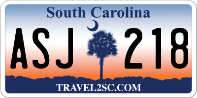 SC license plate ASJ218