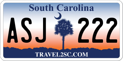 SC license plate ASJ222