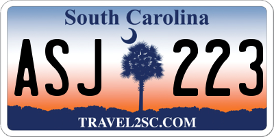 SC license plate ASJ223
