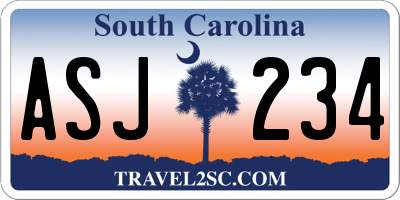 SC license plate ASJ234