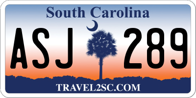 SC license plate ASJ289