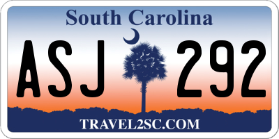 SC license plate ASJ292