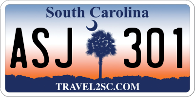 SC license plate ASJ301