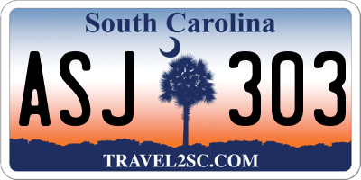 SC license plate ASJ303