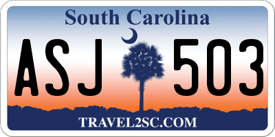SC license plate ASJ503