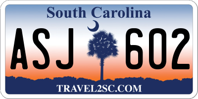 SC license plate ASJ602