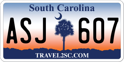 SC license plate ASJ607