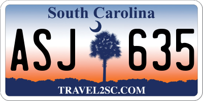 SC license plate ASJ635