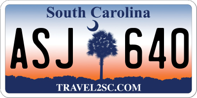 SC license plate ASJ640
