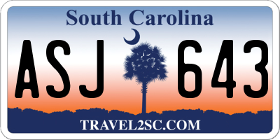 SC license plate ASJ643