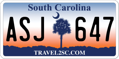 SC license plate ASJ647