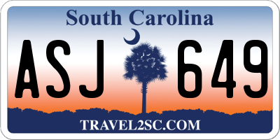 SC license plate ASJ649