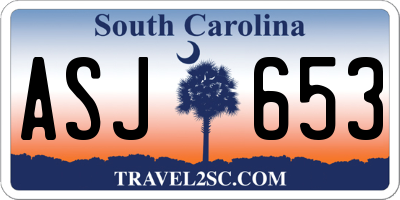 SC license plate ASJ653