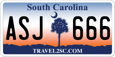 SC license plate ASJ666