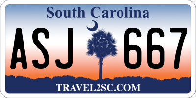 SC license plate ASJ667
