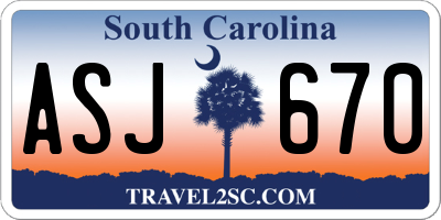 SC license plate ASJ670
