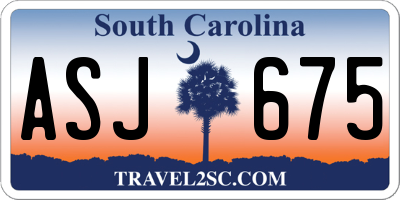 SC license plate ASJ675